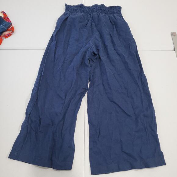 Crown & Ivy Pants Womens Large Blue Linen Wide Leg Elastic Waist Pull On Casual - Picture 1 of 8